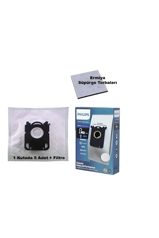 Ermiya 869542545142 Philips Fc 8785 Performer Silent S-Bag Toz Torbası Uyumlu+Performer Motor Koruma Filtresi