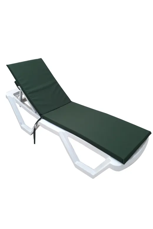 Ermiya 869545454507 Skar Şezlong Minderi Kumaş 180*55*5 Cm Yıkanır Silinir Fermuarlı Arkası Kuşaklı Koyu Yeşil