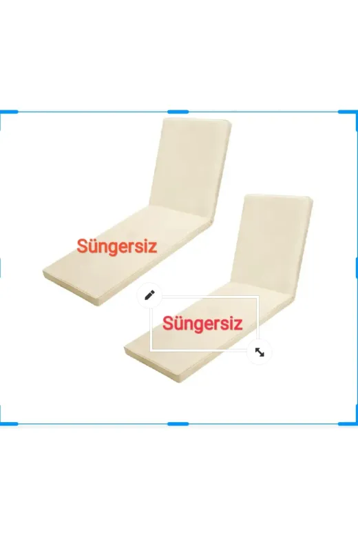 Ermiya 869553198743 2 Ad Süngersiz Gerence Koyu / Datça Şezlong Minderi 180*55*5 Cm Yıkanır Silinir Fermuarlı