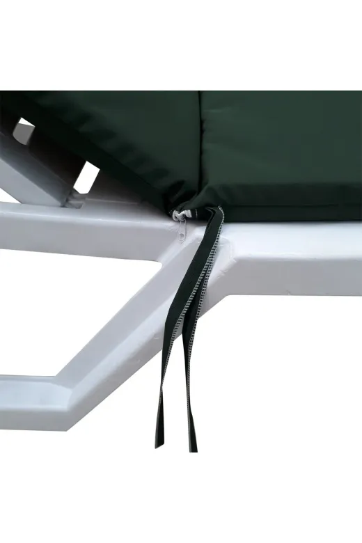 Ermiya 869707396521 Kumaş Şezlong Minderi 180*55*5 Cm Yıkanır Silinir Fermuarlı Arkası Kuşaklı Koyu Yeşil
