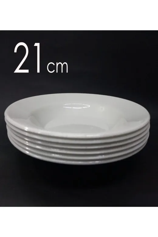 Ermiya 8697IQ2YJ6VT869 8 Adet Melamin Çukur Yemek Tabağı 21Cm Ev Lokanta Tabldot Tipi Porsiyon Sulu Yemek Haşlama Kabı