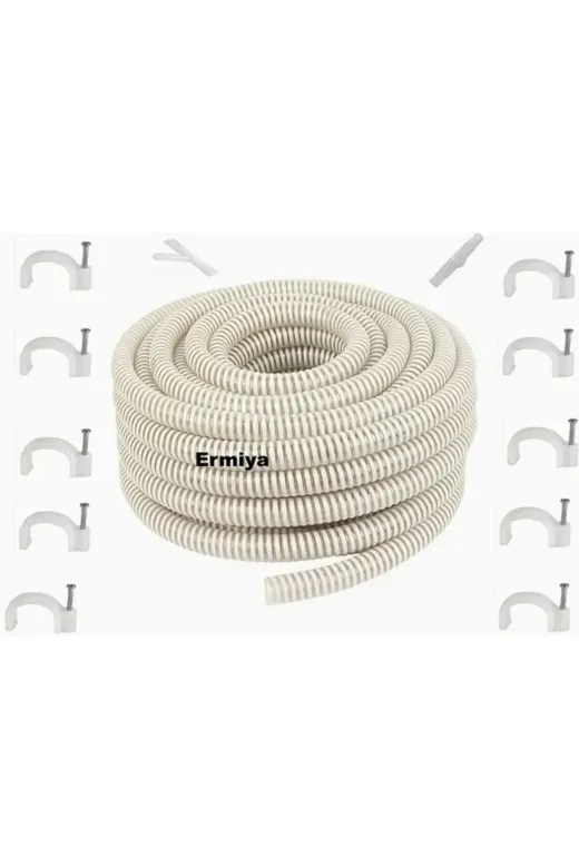 Ermiya 869P74017S247 Arçelik Beko Altus Grundıg Klima İçin Drenaj Tahliye Hortumu 10 Metre+10 Kroşe Çivi + 2 Ek-+ 1  Y