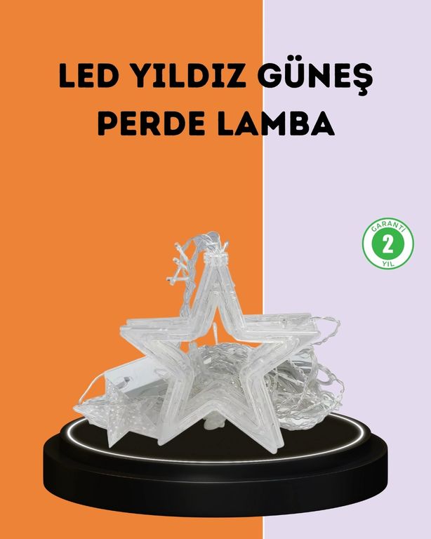 Erturkstore 125741798 Mey İthalat 3X3 Metre Yıldız Peri Led Perde Işık Romantik Dekorasyon