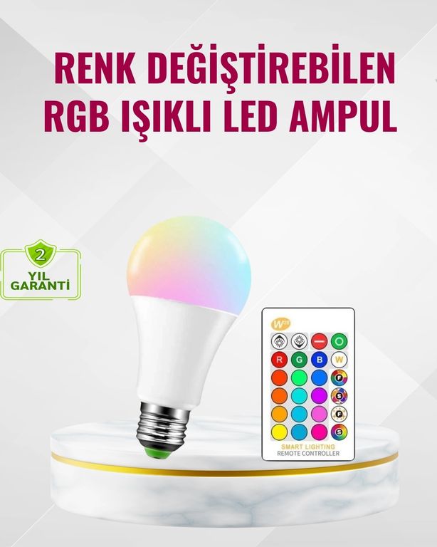 Erturkstore 133256124 Mey İthalat 9 Watt Beyaz Işık Ve Renk Ayarlı Akıllı Led Ampul Diğer