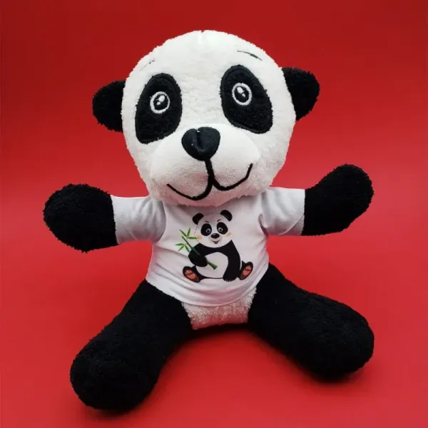 Espirili Tişörtlü Panda Peluş Oyuncak 25 Cm