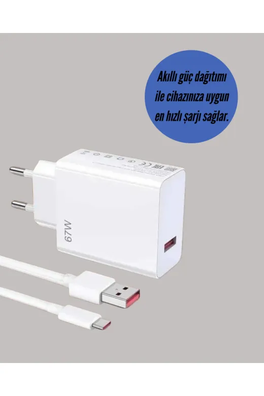 Ethab Giyim 67W Güçlü Şarj Adaptörü Ve Turbo Kablo Uzun Ömürlü Dayanıklı Tasarım - Glst3050-7084