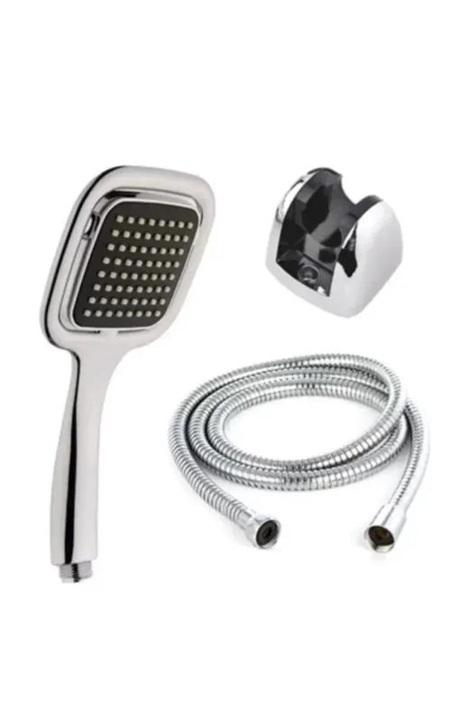 Ethab Giyim GLST1223-5835 Siyah Duş Seti El Duşu Başlığı Spiral Hortum Ve Duvar Askısı Banyo Duş Seti - Glst1223-583
