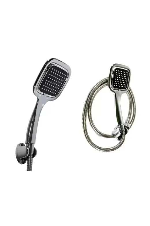 Ethab Giyim GLST1223-5835 Siyah Duş Seti El Duşu Başlığı Spiral Hortum Ve Duvar Askısı Banyo Duş Seti - Glst1223-583