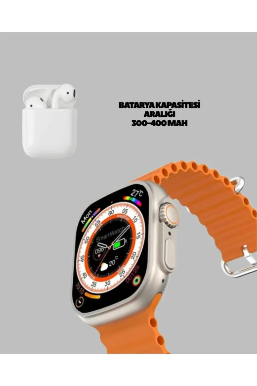 Ethab Giyim GLST1272-4842 Watch 9 Max Akıllı Saat Ve Kablosuz Kulaklık Seti 2 Kordonlu Sesli Görüşme Öz - Glst1272-484