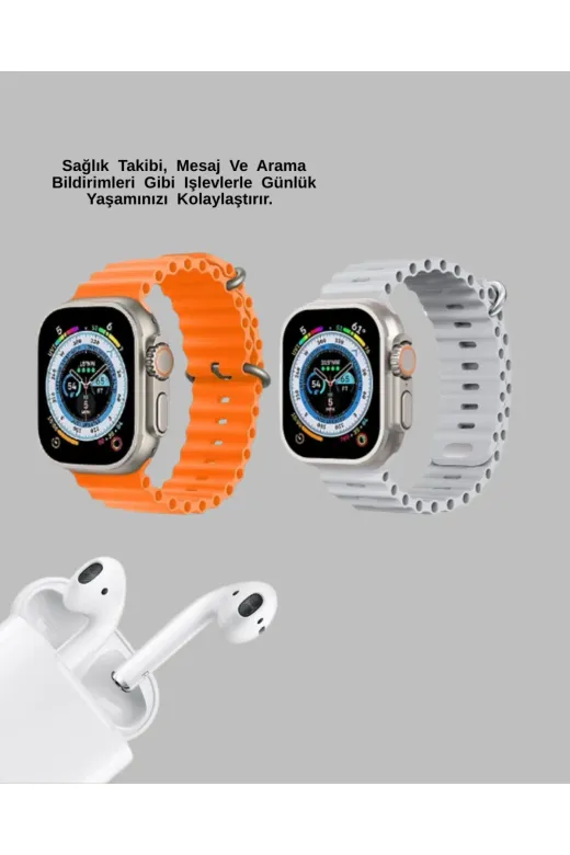 Ethab Giyim GLST1272-4842 Watch 9 Max Akıllı Saat Ve Kablosuz Kulaklık Seti 2 Kordonlu Sesli Görüşme Öz - Glst1272-484