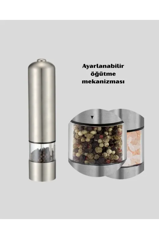 Ethab Giyim GLST5149-4734 Modern Otomatik Baharat Öğütücü Seti – Pilli Paslanmaz Çelik Led Aydınlatma - Glst5149-473