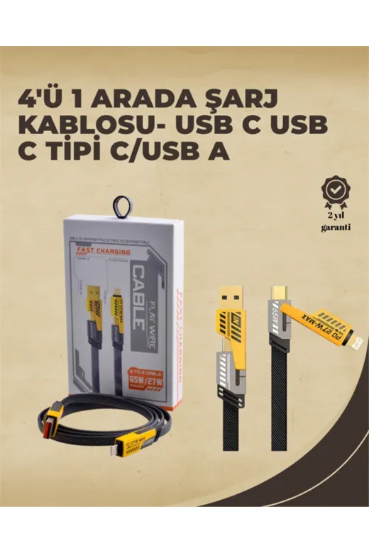 Ethab Giyim GLST8021-1486 4'ü 1 Arada Metal Hızlı Veri Kablosu – 65W Güç 27W Iphone Desteği 480Mbps Ak - Glst8021-148
