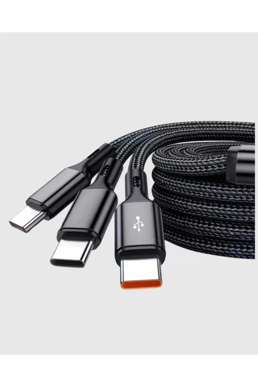 Ethab Giyim GLST8947-1163 3 Başlıklı Hızlı Şarj Kablosu Metal Alaşımlı Dayanıklı Ve Akıllı Çipli - Glst8947-116