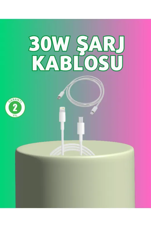 Ethab Giyim Orijinal Kalite 30W Type-C Lightning Hızlı Şarj Kablosu – 1.2M Dayanıklı - Glst2686-4978