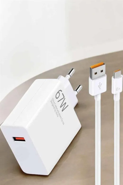 Ethab Giyim Şarj Aleti 67W Hızlı Şarj Turbo Type-C Uyumlu Şarj Adaptörü Kablosu - Glst2265-9628