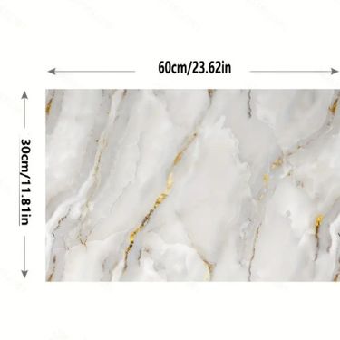 ETT 562741420744 Vinil Beyaz Mermer Desenli Alüminyum Plastik Duvar Sticker
