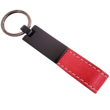 ETT 562741422507 Kırmızı Deri Metal Anahtarlık