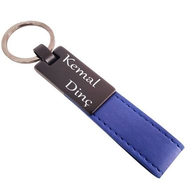 ETT 562741422697 Lacivert Deri Metal Anahtarlık