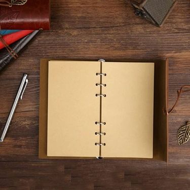 ETT 562741423162 Yaprak Desenli Kahverengi Deri Defter