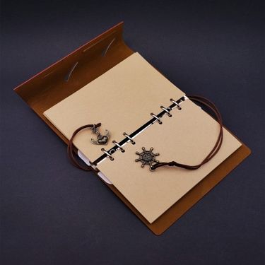 ETT 562741423758 Deri Pusula Tasarımlı Defter Ve Metal Kalem Seti