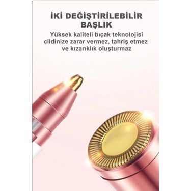 ETT 562741427957 Çift Başlıklı Epilasyon Yüz Çene Işıklı Kıl Tüy Alma Mini Cep Epilasyonu