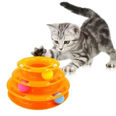 ETT 562741428088 3 Katlı Kedi Oyuncağı Kedi Başlıklı Eğlenceli Oyuncak