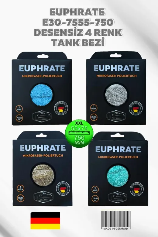 EUPHRATE KFZ otobez02 (1 Adet) Alman Üretim Mikrofiber Euphrate Tank Bezi Ürün Kodu: E30-7555-750 Desensiz 4 Renk |