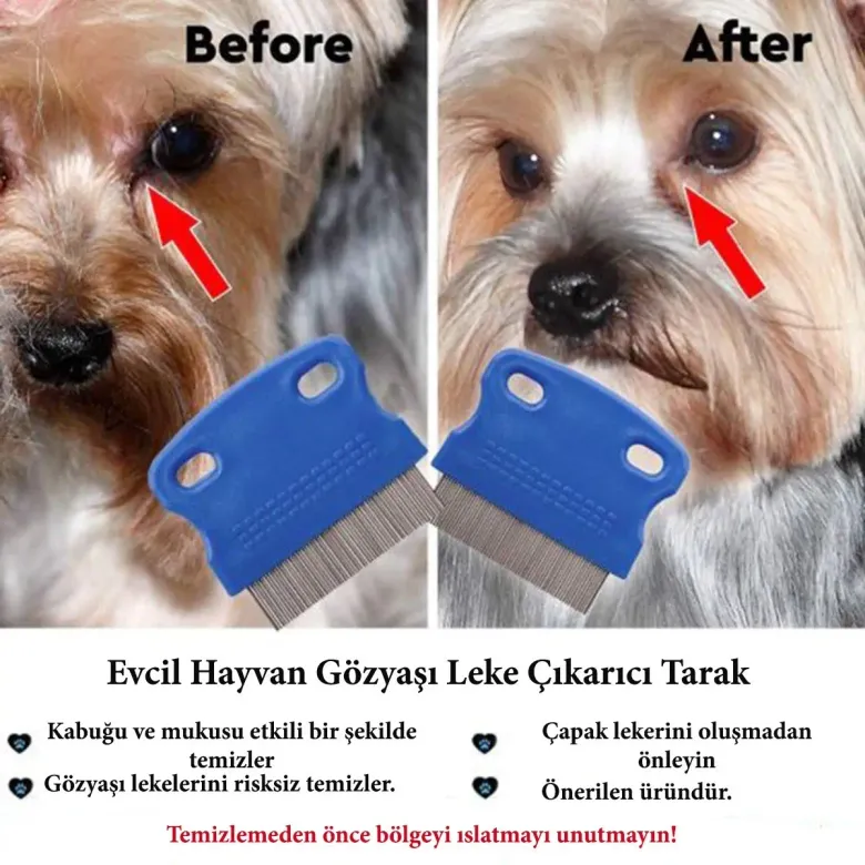 Evcil Hayvan Kedi Köpek Pire Tarağı ve Köpek Gözyaşı Lekesi Tarağı (4745)