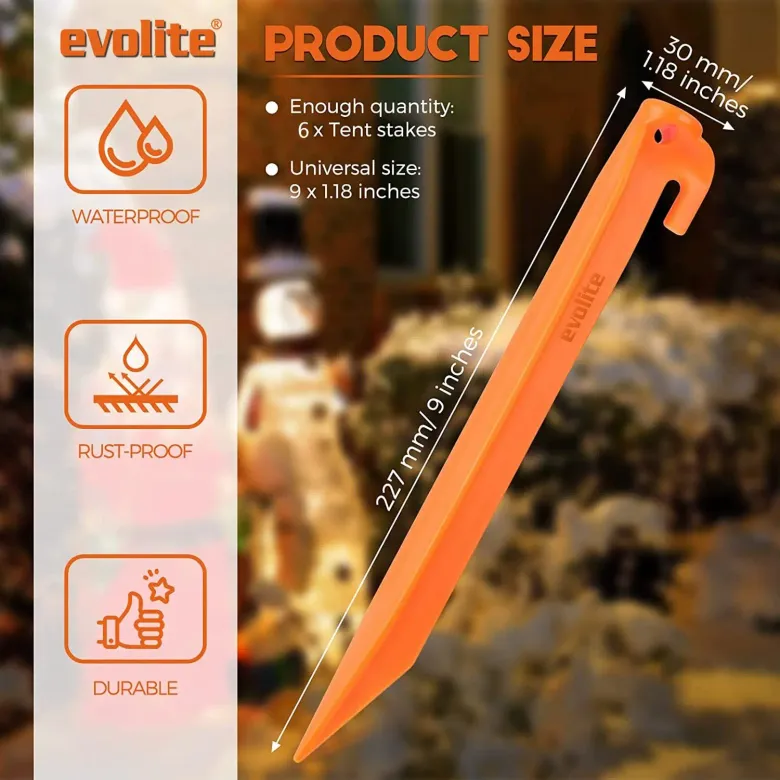 Evolite Arancio ABS Çadır Kazığı / Sert Zemin Çadır Kazığı