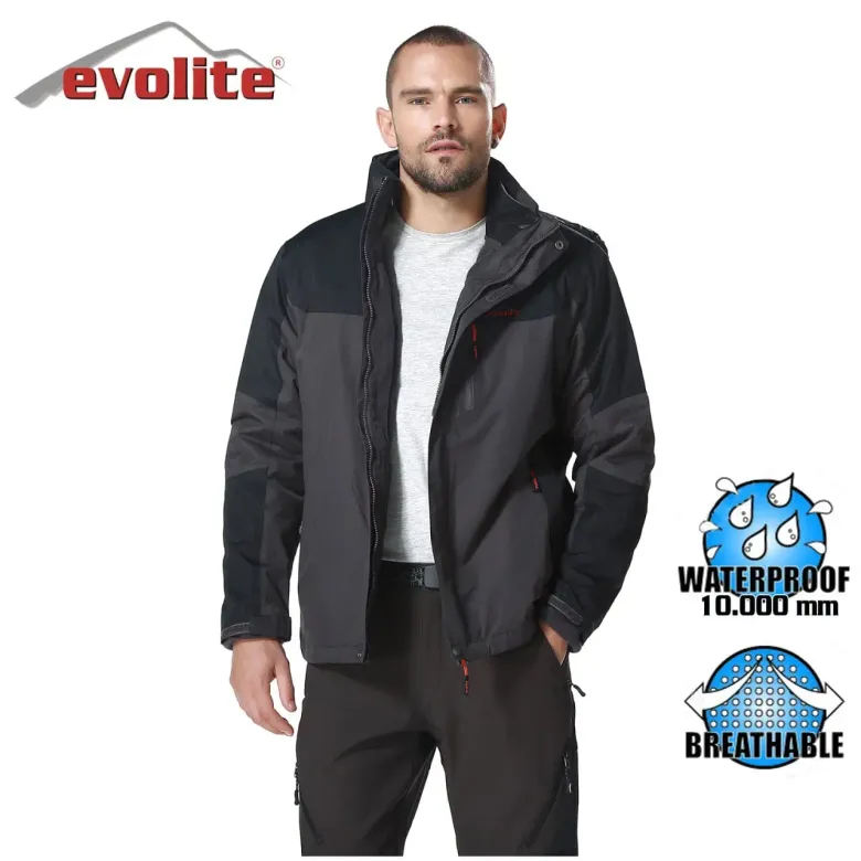 Evolite Diva Erkek 3in1 Gri/Siyah Mont/Teknik Outdoor