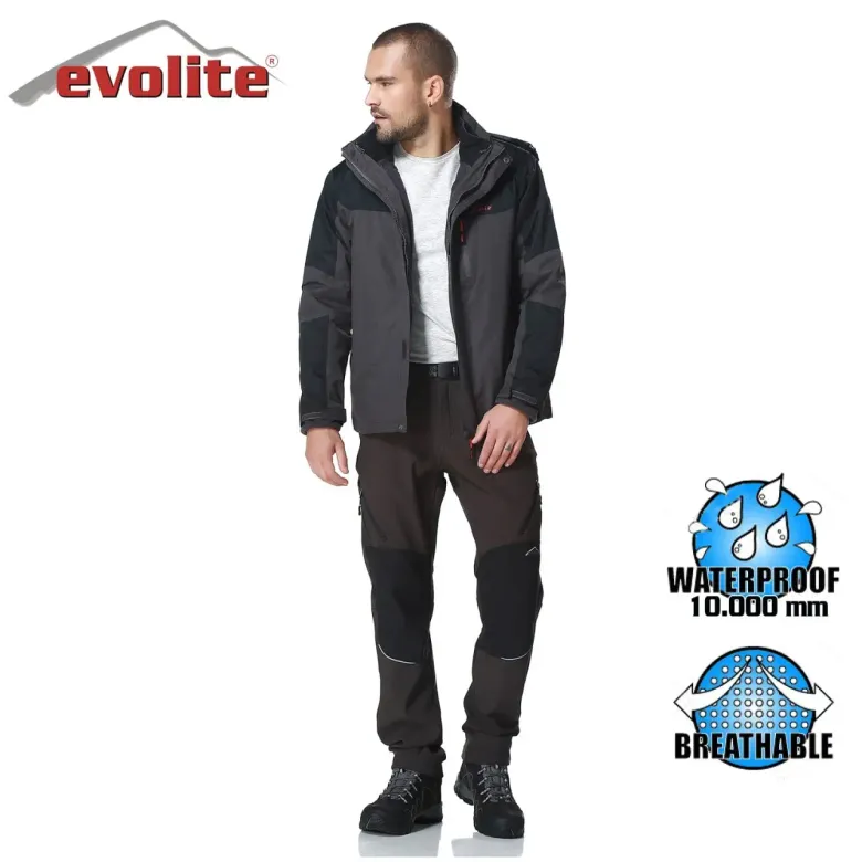 Evolite Diva Erkek 3in1 Gri/Siyah Mont/Teknik Outdoor