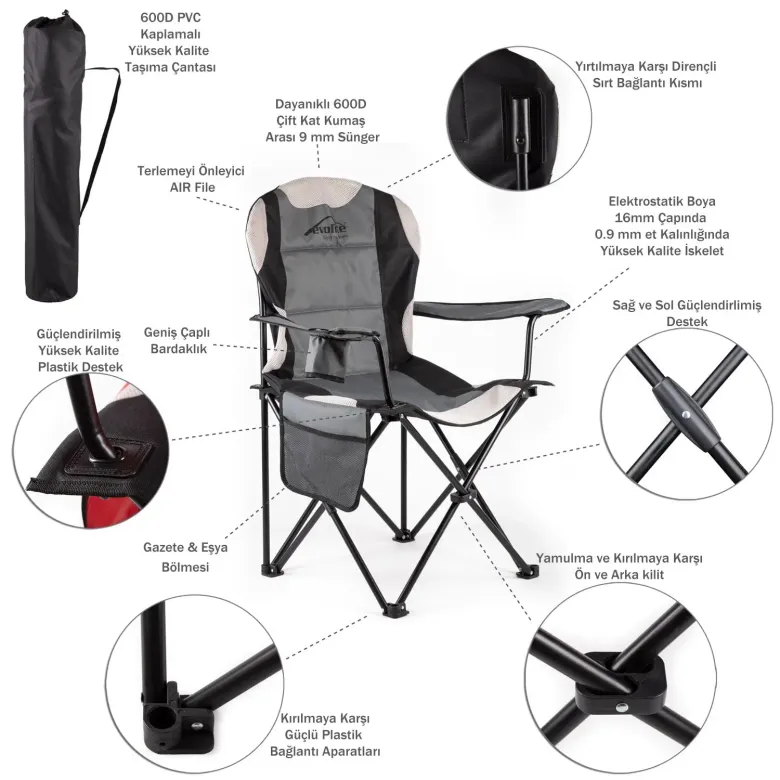 Evolite Nature Katlanabilir Kamp Sandalyesi/Dayanıklı Yapı