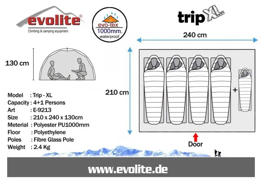 Evolite Trip XL Monodome 4+1 Kişilik Kamp Çadırı/Geniş Hacim