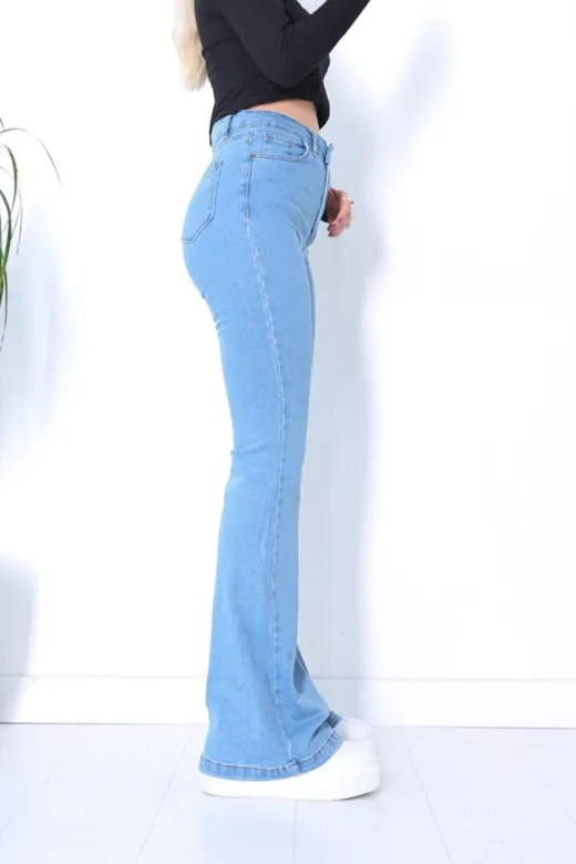Exporanto fisp0001 Lina Tall Flare Açık Mavi Ispanyol Jean Kot Pantolon