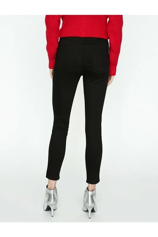 Exporanto Sskinny02 Polina Siyah Yüksek Bel Toparlayıcı Skinny Dar Paça Solmaz Jeans Pantolon