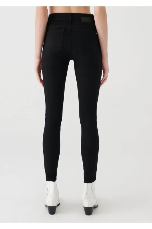 Exporanto Sskinny22 Briza Siyah Yüksek Bel Toparlayıcı Skinny Dar Paça Solmaz Jeans Pantolon