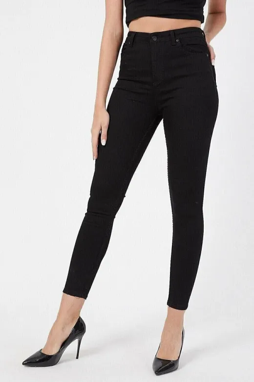 Exporanto Sskinny32 Galina Siyah Yüksek Bel Toparlayıcı Skinny Dar Paça Solmaz Jeans Pantolon