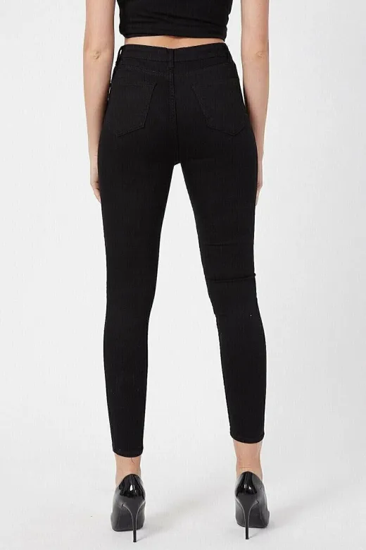 Exporanto Sskinny32 Galina Siyah Yüksek Bel Toparlayıcı Skinny Dar Paça Solmaz Jeans Pantolon