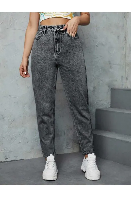 Exporanto SUEMOM4 Füme Kar Yıkama Mom Jeans