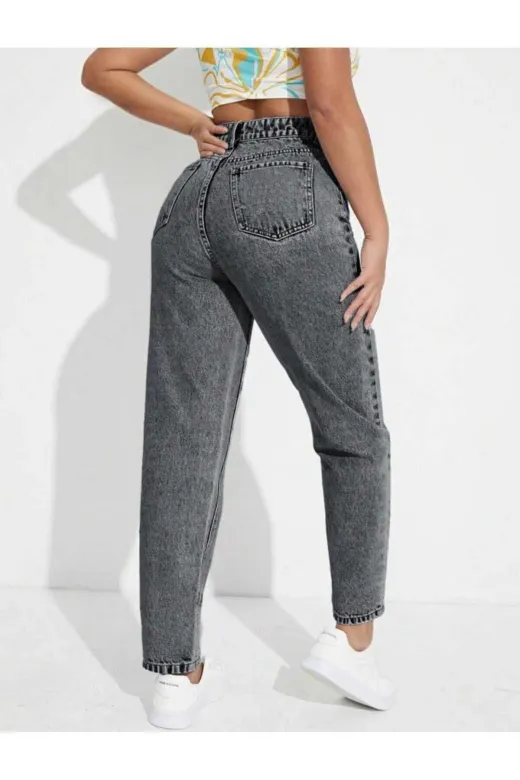 Exporanto SUEMOM4 Füme Kar Yıkama Mom Jeans
