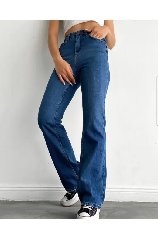 Exporanto TYC00687175260 Samuil Power Likralı Kadın Yüksek Bel Salaş Paça Salaş Jeans Kot Pantolon