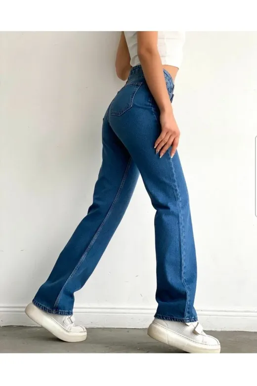 Exporanto TYC00687175260 Samuil Power Likralı Kadın Yüksek Bel Salaş Paça Salaş Jeans Kot Pantolon