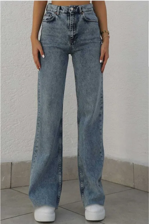 Exporanto TYC00700169419 Mavi Kadın Salaş Likralı 90's Süper Yüksek Salaş Paça Kot Palazzo Pantolon