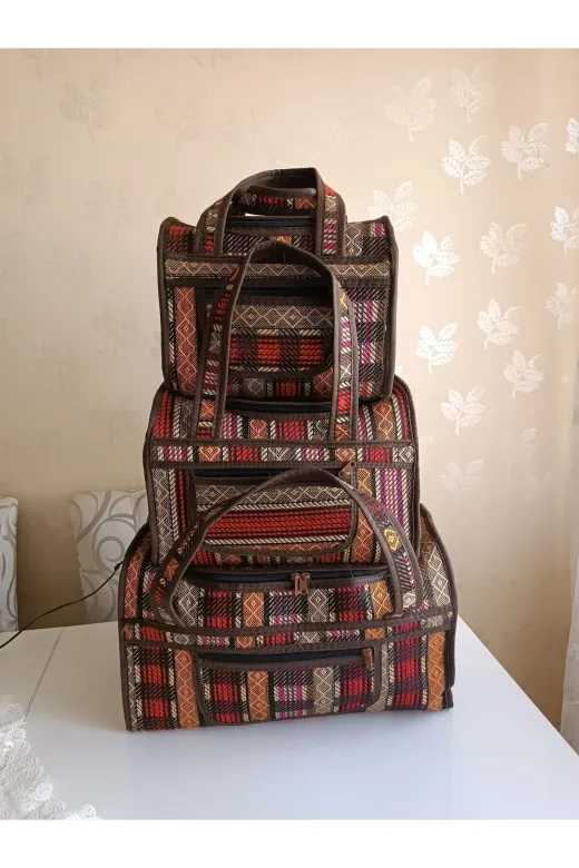 Eyef 0098 Unisex 3 Lü Hasır Çanta, Çok Amaçli Organizer Çanta
