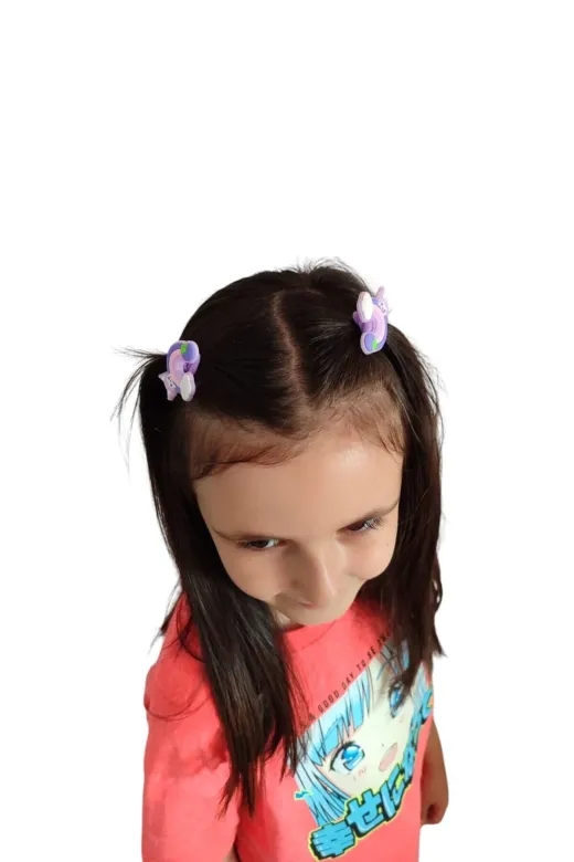FAMEMUS ACCESSORY 0020035 Kuromi Figürlü 4 Lü Lastik-Papatya Figürlü Karışık Renkli Çocuk Set Toka
