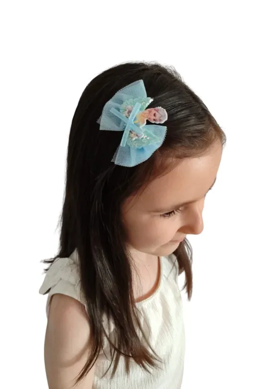 FAMEMUS ACCESSORY 0020040 Pullu Kanat Üzeri Elsa Model Karışık Renk Çocuk Pens Toka