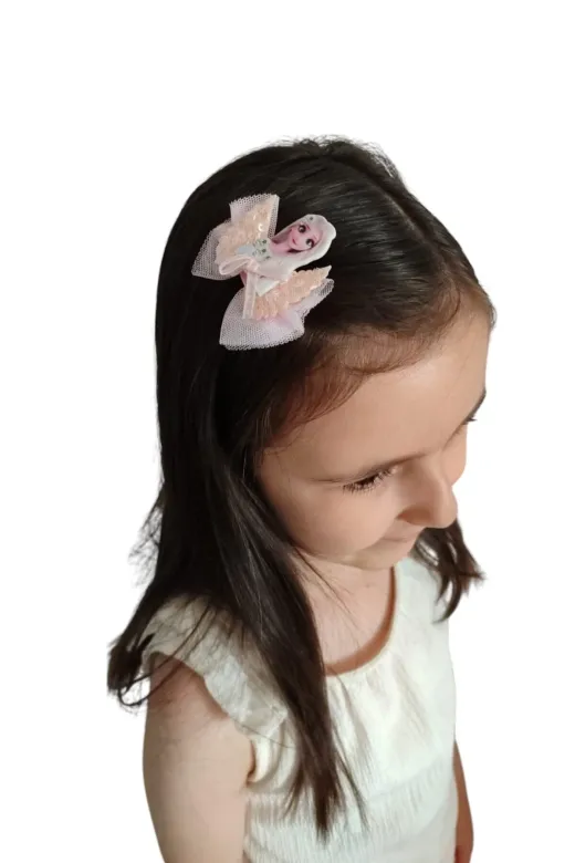 FAMEMUS ACCESSORY 0020040 Pullu Kanat Üzeri Elsa Model Karışık Renk Çocuk Pens Toka