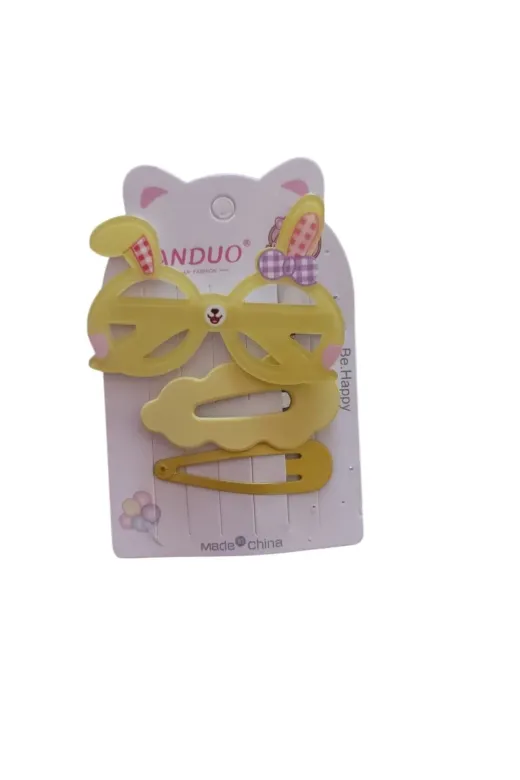 FAMEMUS ACCESSORY 0020056 Sevimli 3'lü Toka Seti – Tavşan Gözlük Tasarımlı1 Adet Gönderim