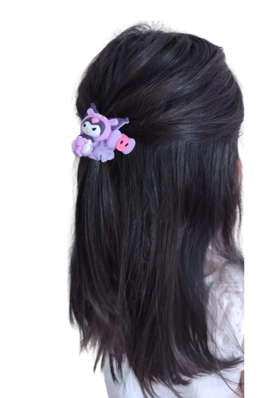 FAMEMUS ACCESSORY 0020057 Kuromi Temalı 5'li Mor Saç Lastiği Seti – Sevimli Ve Renkli Tasarım
