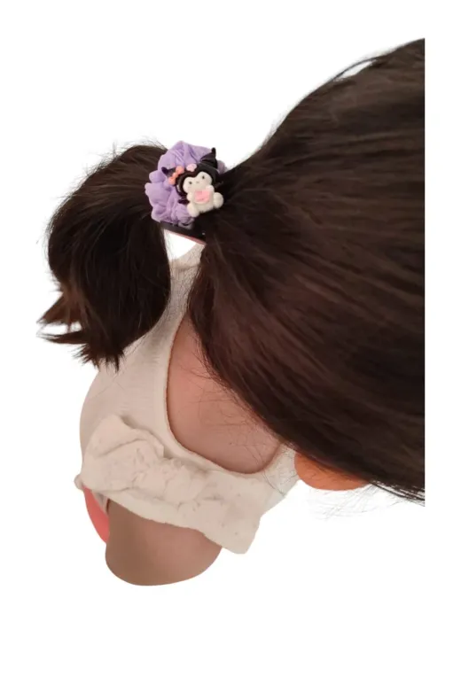 FAMEMUS ACCESSORY 0020057 Kuromi Temalı 5'li Mor Saç Lastiği Seti – Sevimli Ve Renkli Tasarım